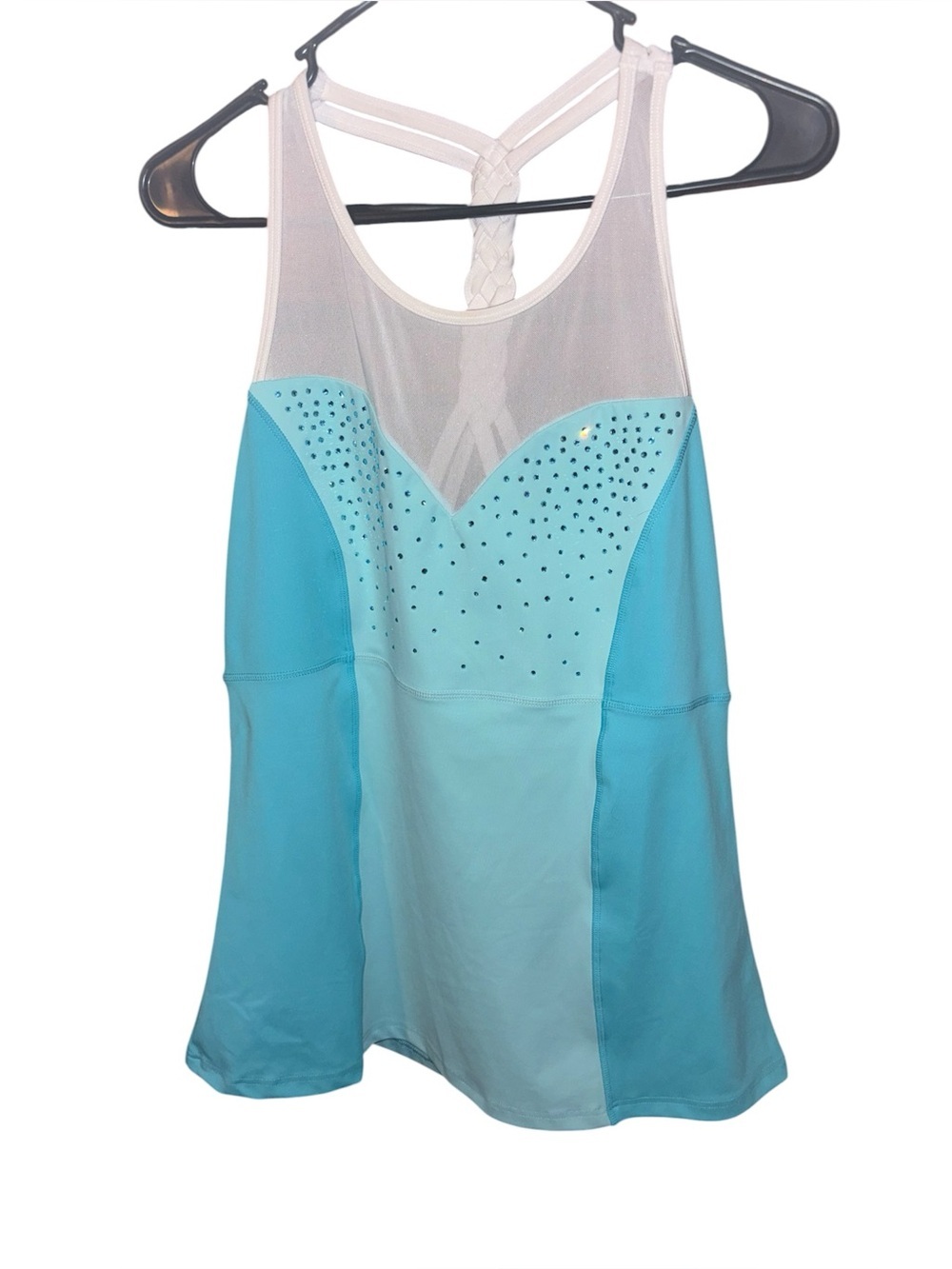 DISNEY inspo FROZEN WOMEN'S ATHLETIC TANK Light Blue and White Flow Tank NWOT XX - Picture 5 of 12